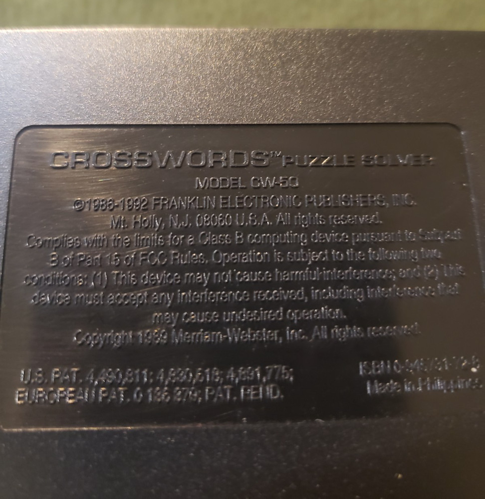 Franklin Crossword Puzzle Solver CW-50 Works