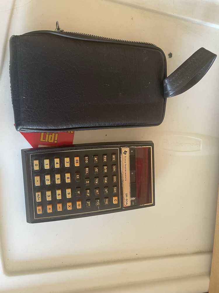 Vintage Texas Instruments Calculator With Leather Case - Untested