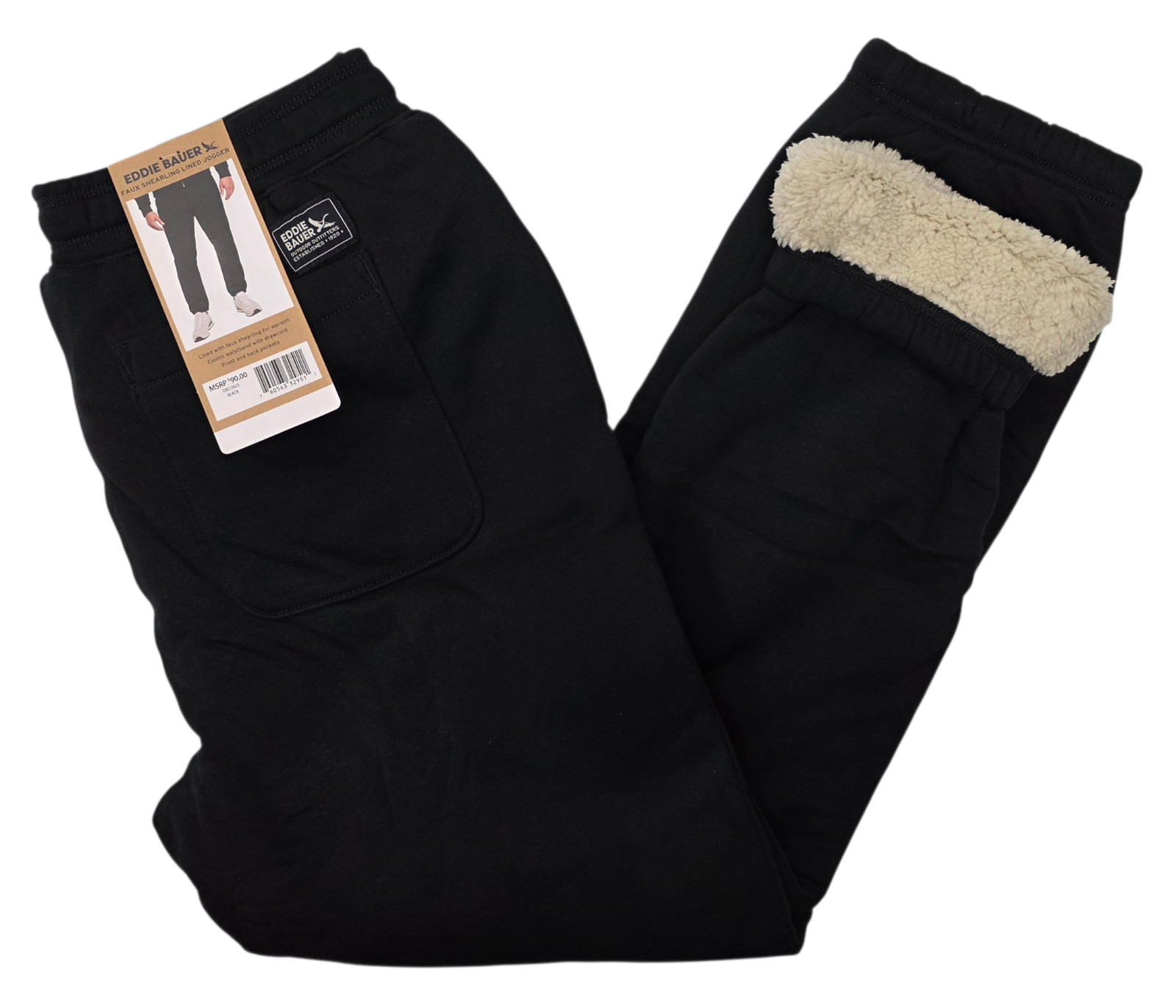 Eddie Bauer #11970 NEW Men's Faux Shearling Lined Jogger Pants MSRP $90