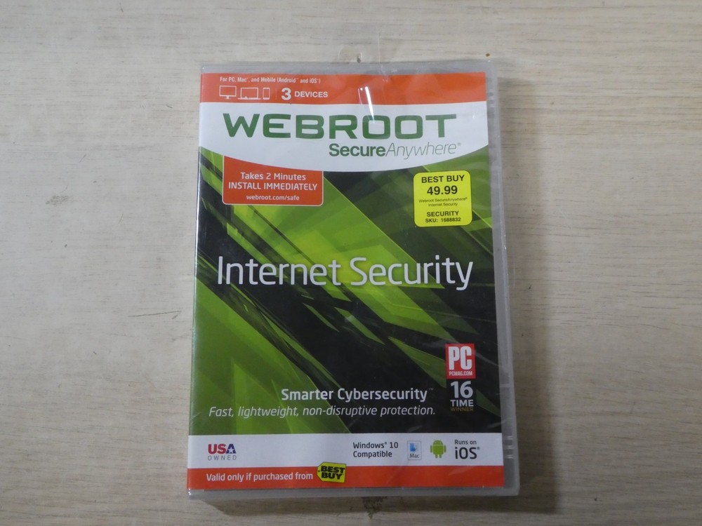 Webroot Secure Anywhere Internet Security Smarter Cybersecurity PC Mac Brand New