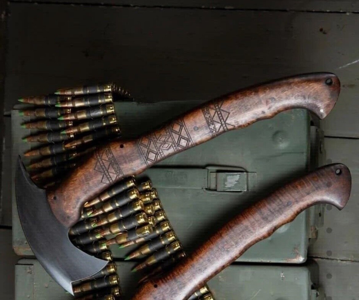 CUSTOM HANDMADE 15" CARBON STEEL REPLICA WINKLER HUNTING/THROWING AXE Leather Sh