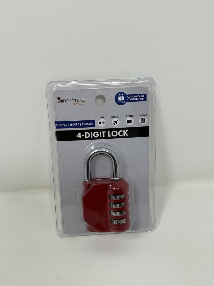 Newhouse Hardware Improved 4-Digit Combination Lock, Black