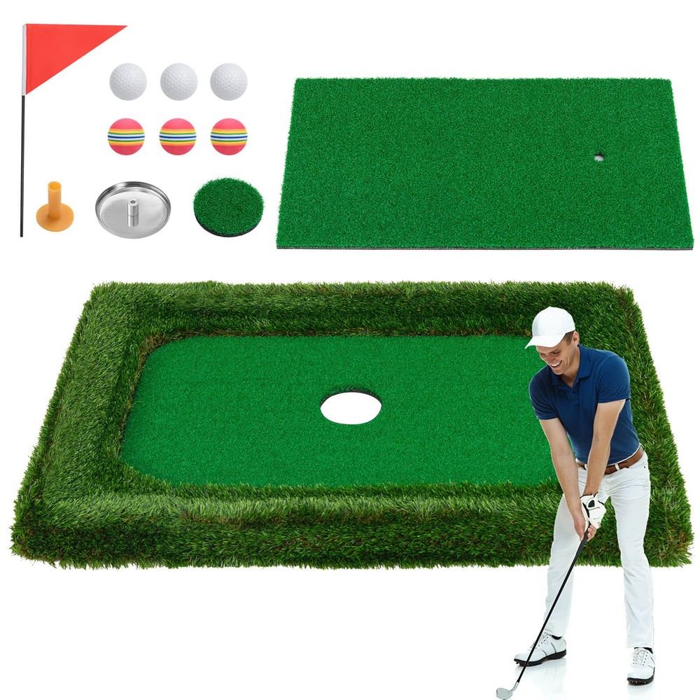 Rectangular Floating Golf Green for Pool Includes Golf Hitting Mat 6 Golf Balls