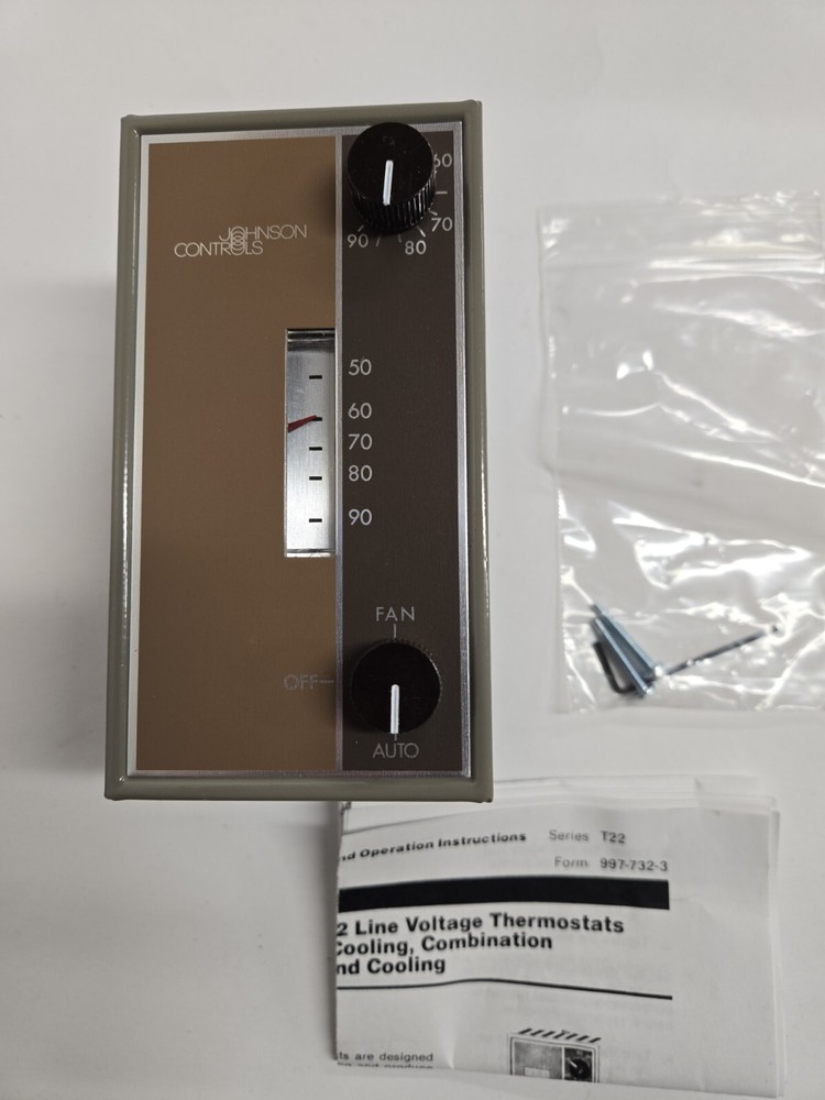 JOHNSON CONTROLS HEATING THERMOSTAT T22BBC-1C. 40/90F.
