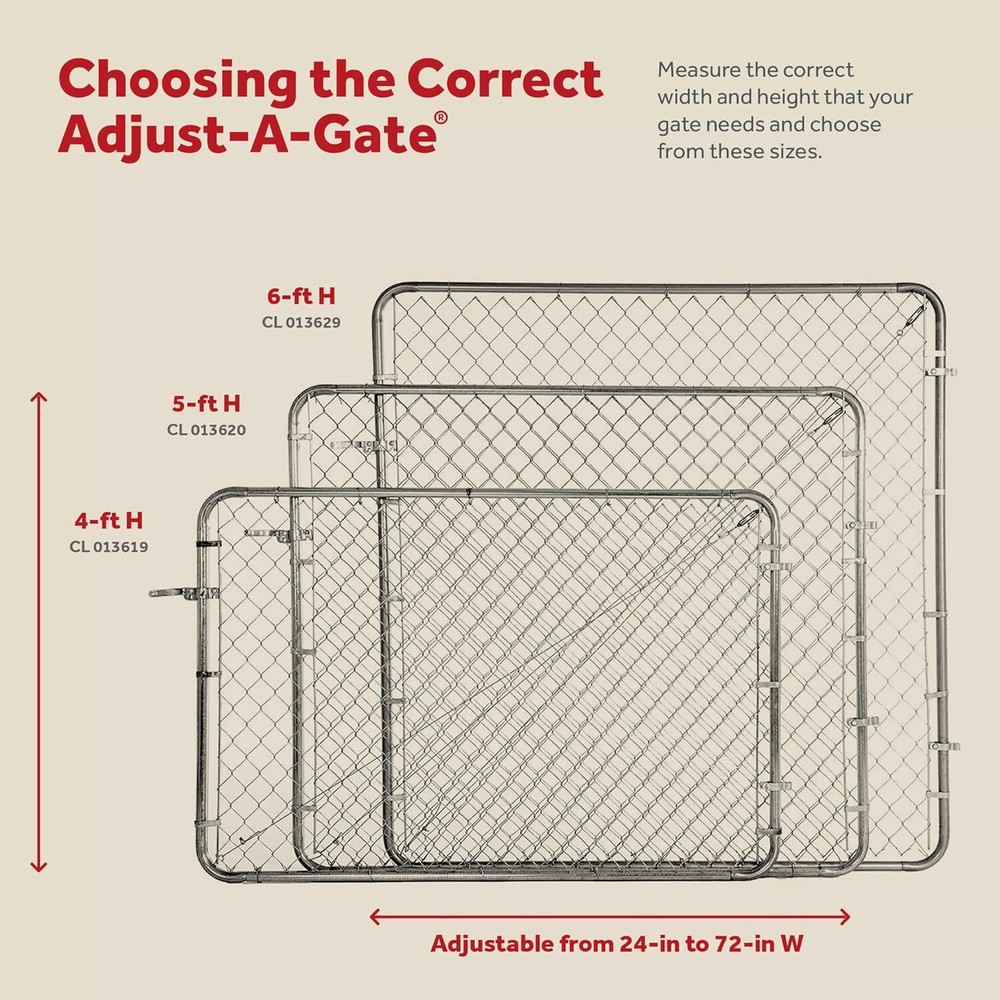 Adjust-A-Gate Chain Link Fence Gate w/Round Frame, CL 013629