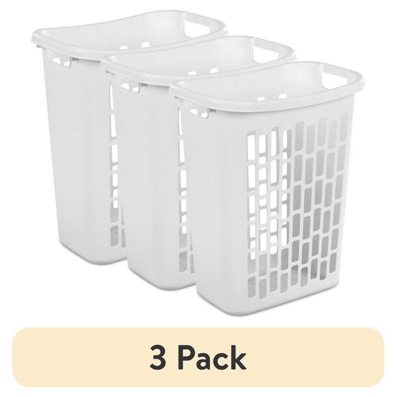 Rectangular Open Hamper Plastic Laundry Basket Narrow Spaces W/ Carry Handles US