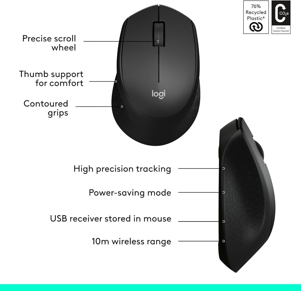 Logitech MK345 Wireless Combo Full-Sized Keyboard Mouse (Spanish Layout)