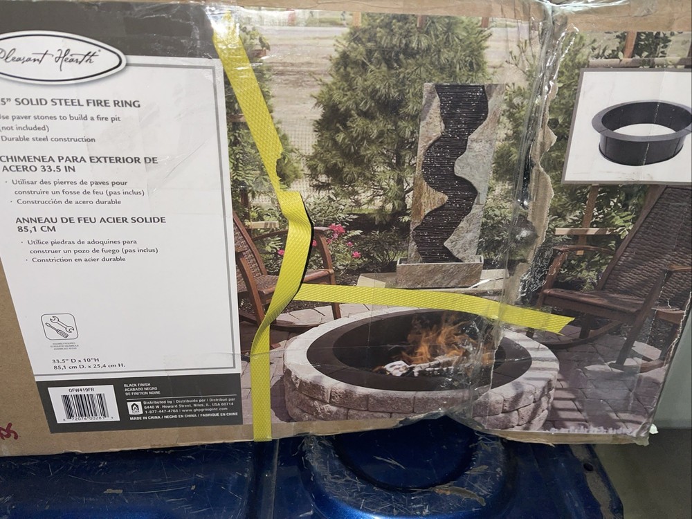 Pleasant Hearth OFW419FR Fire Ring - Black 33.5” Solid Steel Fire Ring