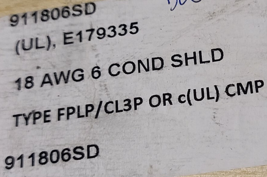 Advanced Digital 911806SD 18/6C Str Shielded Plenum Security/Alarm Cable /50ft