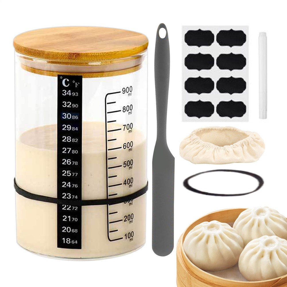 Bread Starter Jar Kitchen Fermentation Glass Set Multifunctional