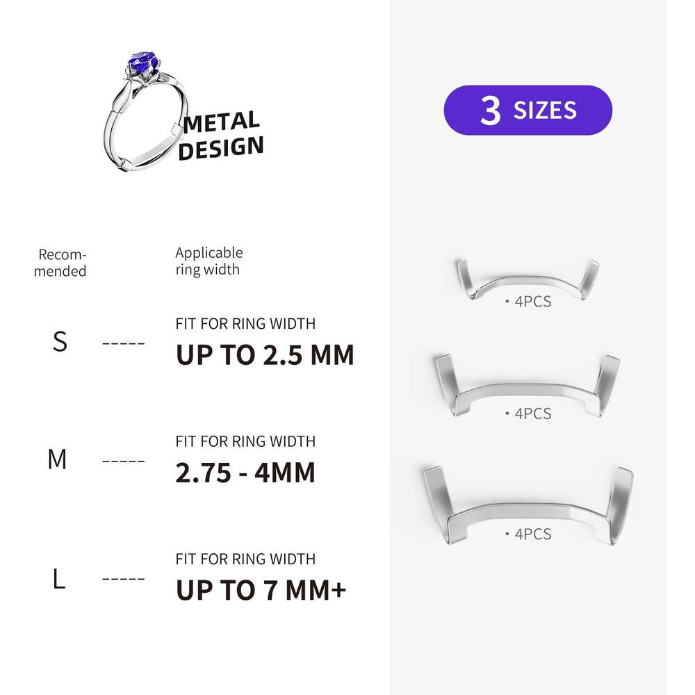 ELETIUO Filled Metal Ring Guard Set for Small, Medium, Large, 12pcs Silver