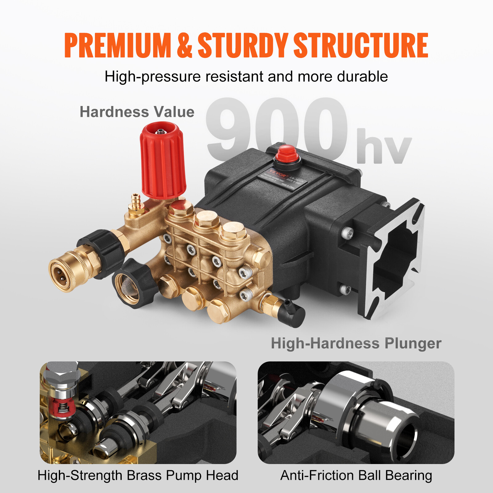 VEVOR Pressure Washer Pump Power Washer Pump 3/4" Horizontal 3300 PSI 2.5 GPM