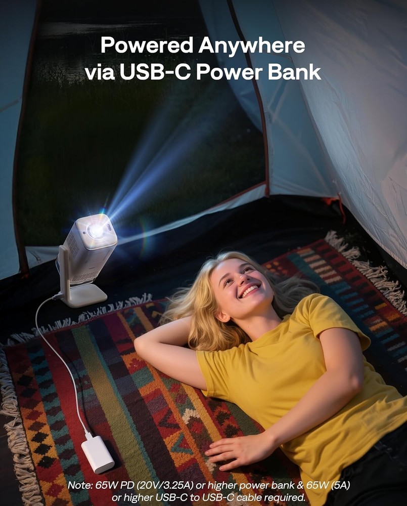Google TV Portable Projector with WiFi Bluetooth USB-C Powered Smart Projector