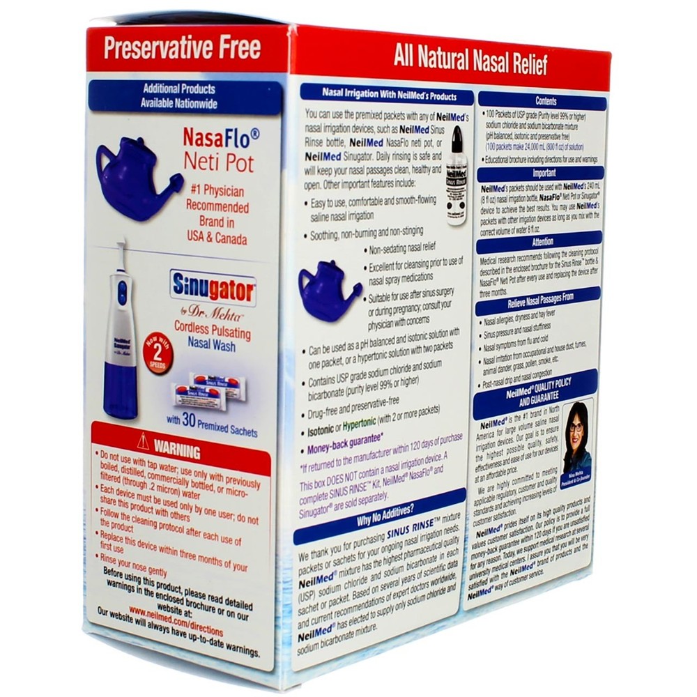 NeilMed Sinus Rinse Premixed Refill Packets, 100 Ct