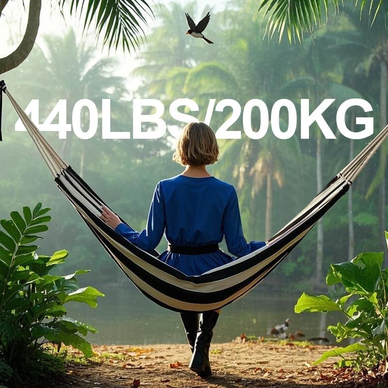 Double Hammock Comfortable for Hanging Sturdy 440lbs Capacity Hammock