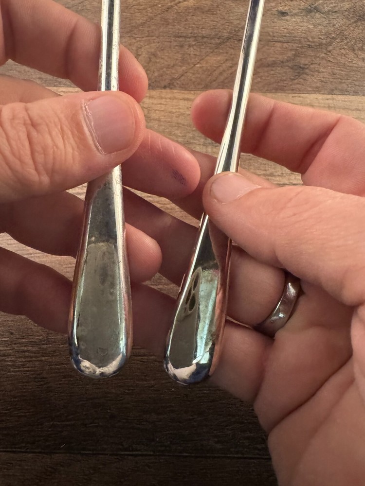 Vintage Italian Silverplated Salad Server Set Unknown Pattern Plain