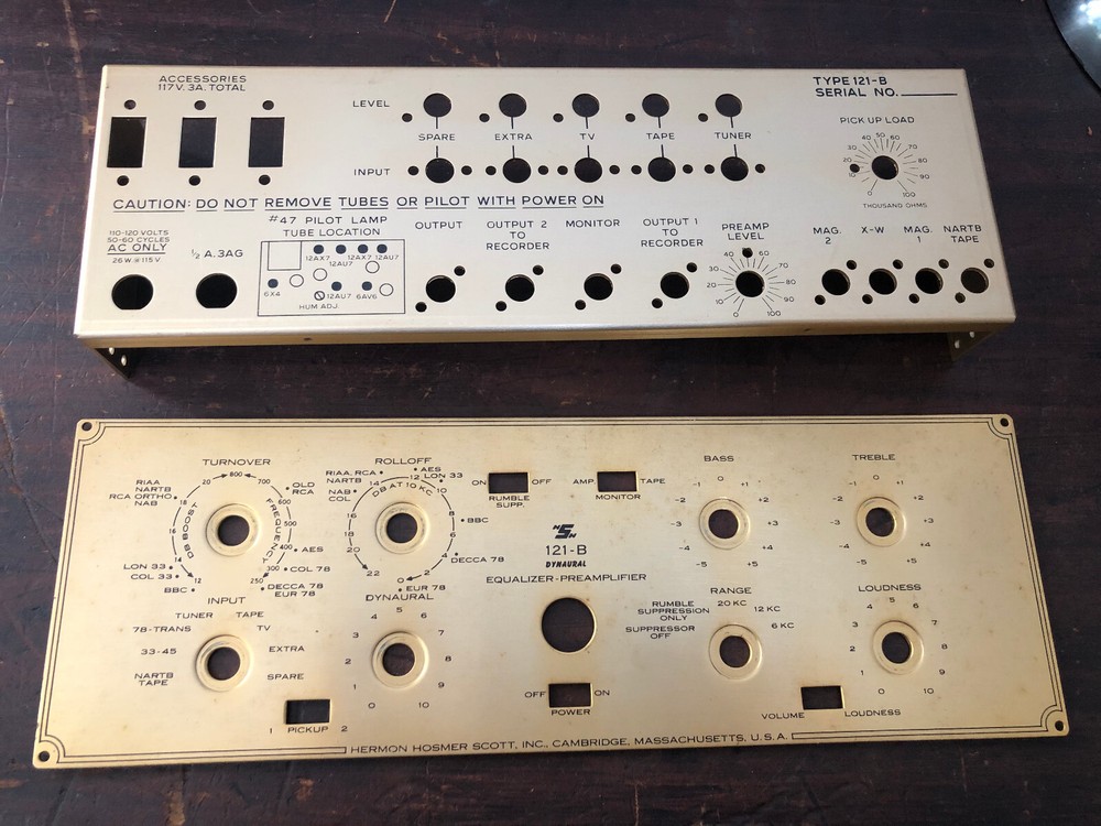 NOS - Front & Back Cover Plate For A Dynaural Equalizer-Preamplifier 121-B