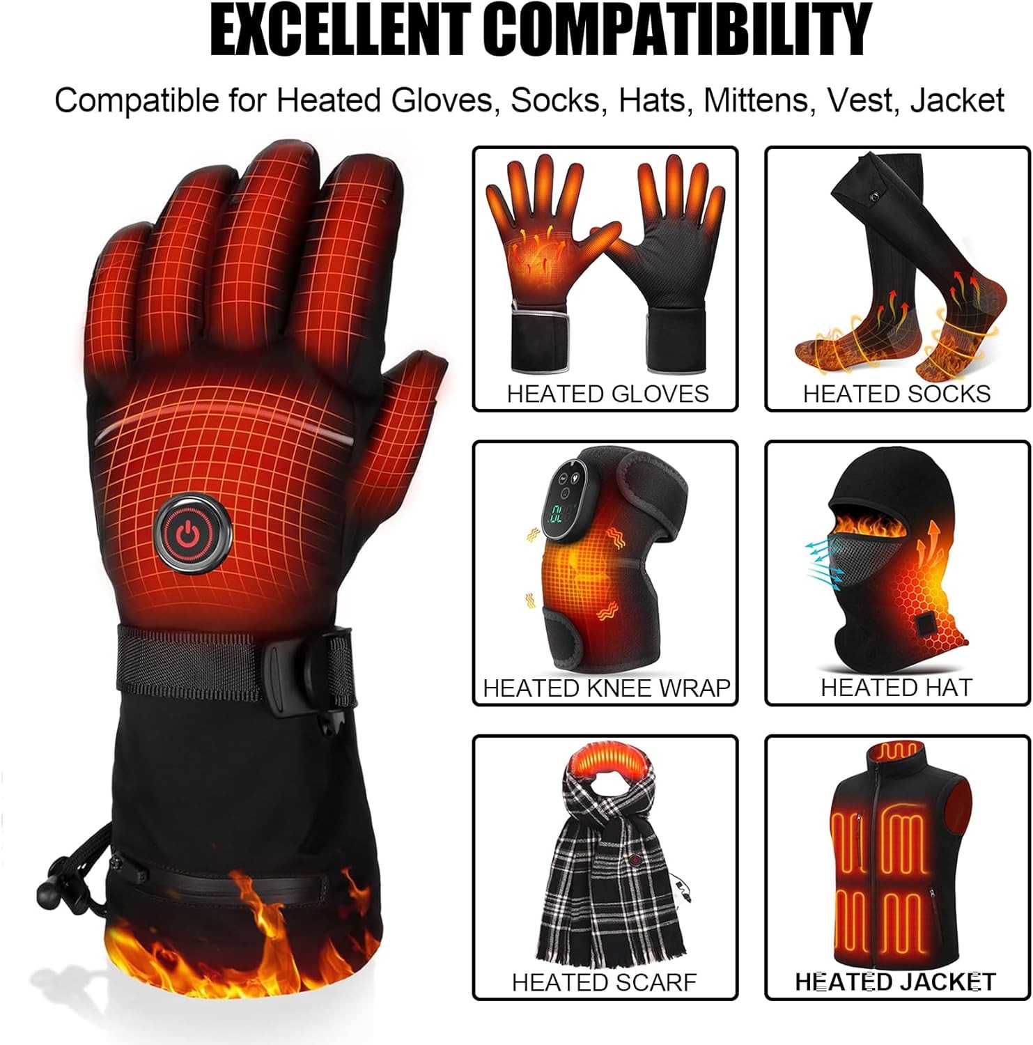 2PACK 7.4V 3500mAh Rechargeable Battery For Heated Gloves Heated Socks Hats