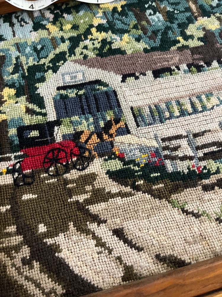 hand stitched framed art vintage