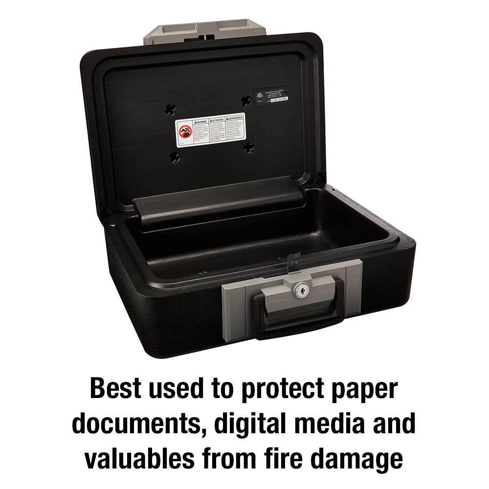 Fireproof Safe Box with Key Lock, Chest Safe with Carrying Handle to Secure M...