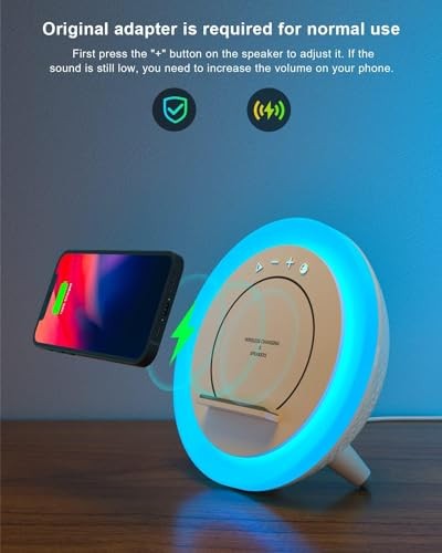 Bluetooth Speaker Night Lightsr,Wireless Charging Modern 10W Wireless Charging