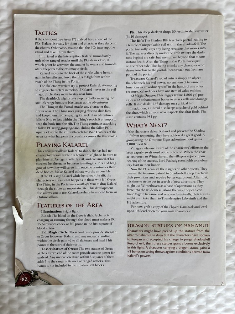 Dungeons and Dragons 4th Edition Keep on the Shadowfell D20 Adventure