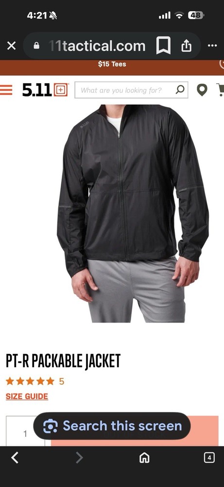 511 Tactical PT R Packable Ripstop Small Jacket