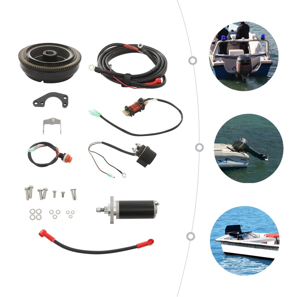 Outboard Engine Electric Starter Conversion Kit for Dongfa 2-Stroke 15HP/18HP