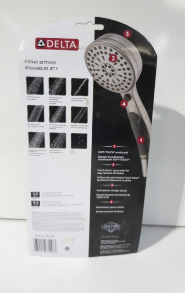 DELTA 59424-SS-PK ACTIVE TOUCH 9-SETTING HAND SHOWER STAINLESS