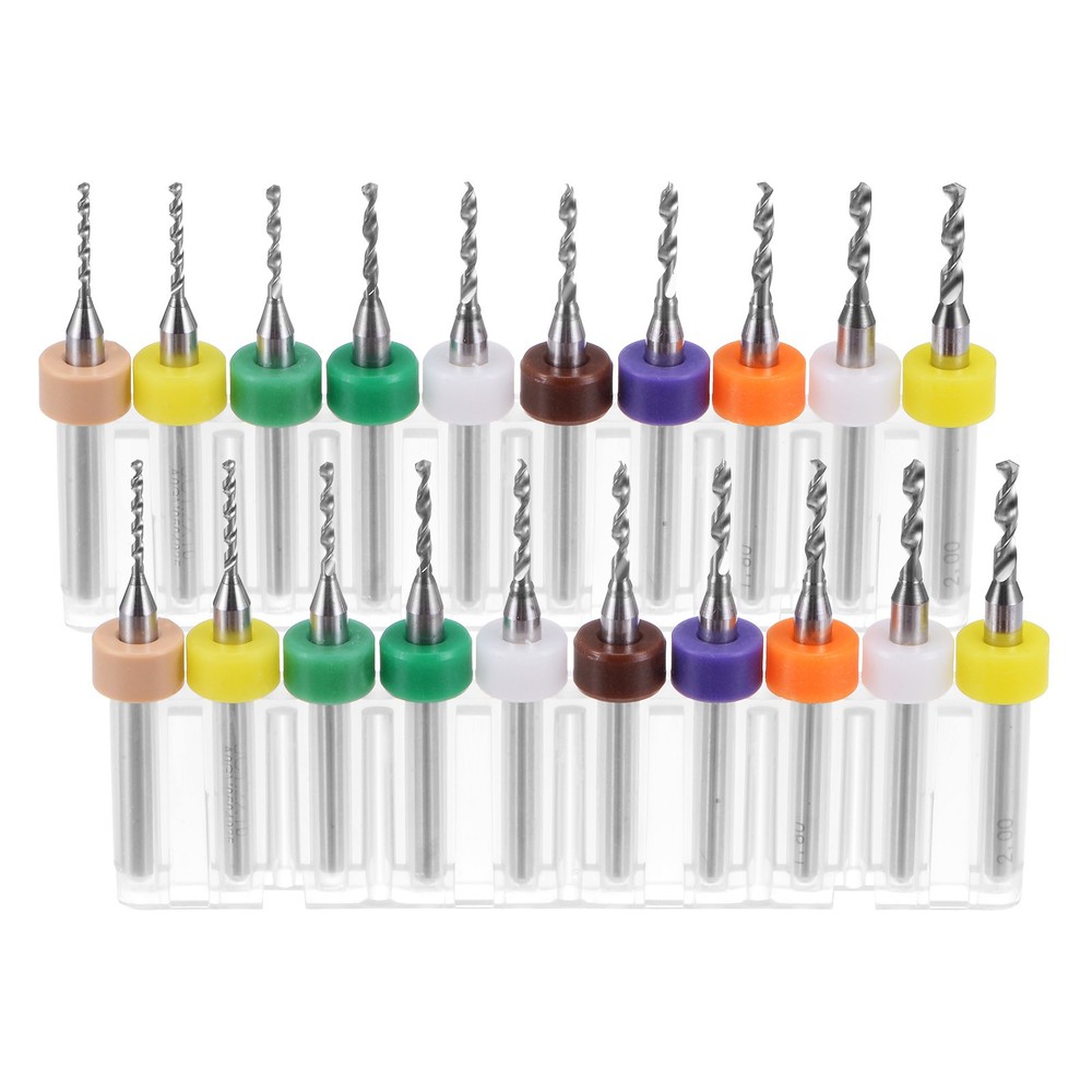20Pcs 1.1-2.0mm Carbide CNC Engraving Circuit Board Micro PCB Drill Bits