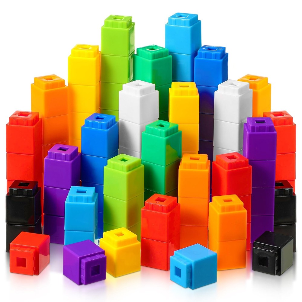 100 Pcs Linking Cubes Plastic Math Cubes Manipulative Counting Blocks STEM Sn...