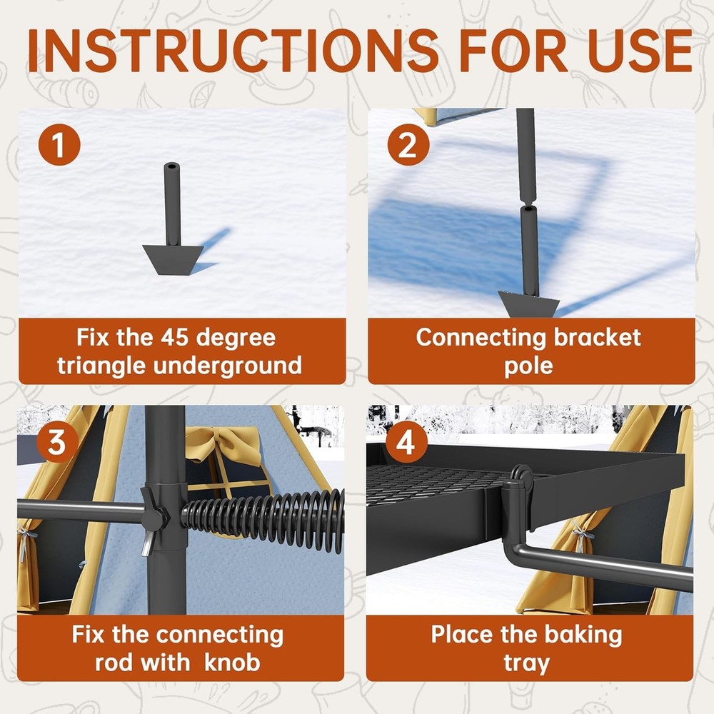 Folding Campfire Grill grate, Compact Height-Adjustable Fire Pit Grilling Grate,