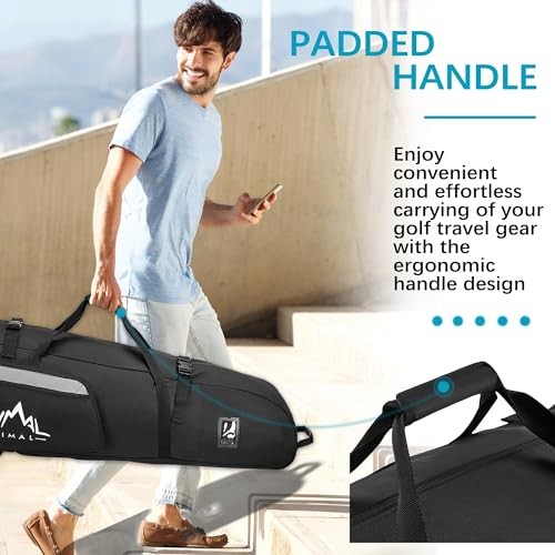 Soft-Sided Golf Travel Bag with Wheels - Heavy Duty 600D Polyester Basic-Black