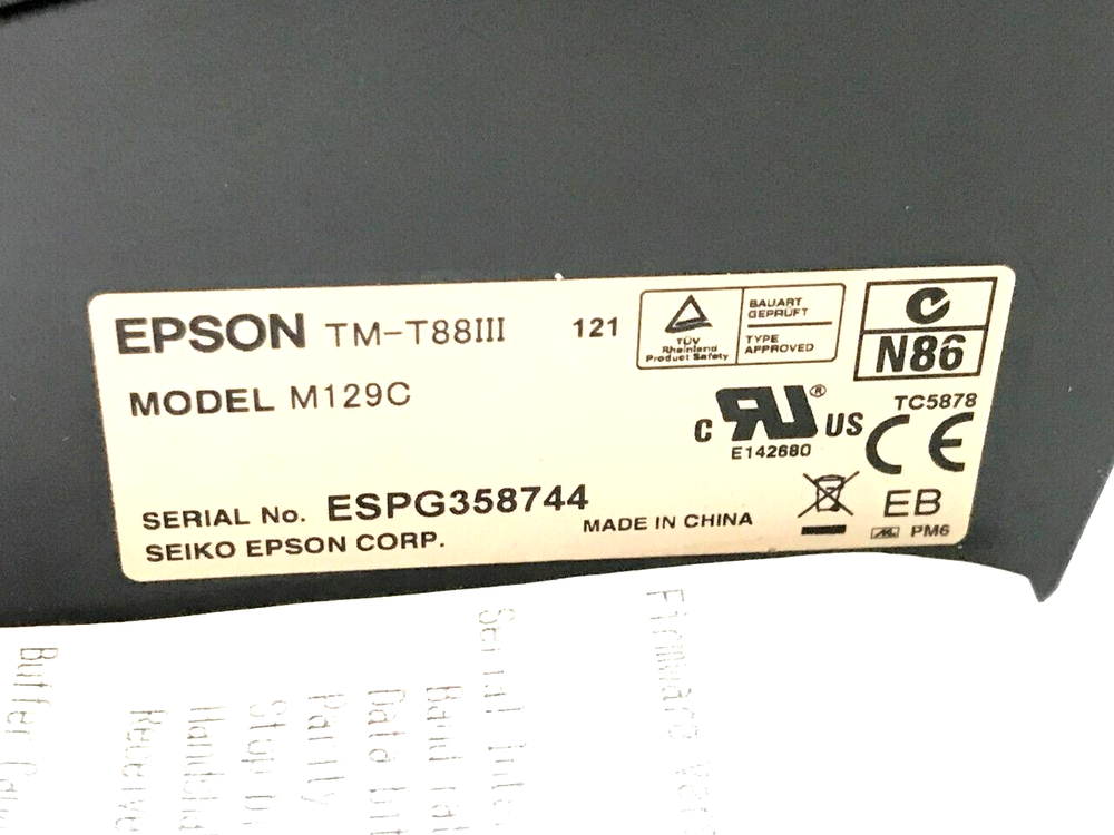 EPSON TM-T88III MODEL M129C THERMAL RECEIPT PRINTER 25 PIN SERIAL INTERFACE (C)