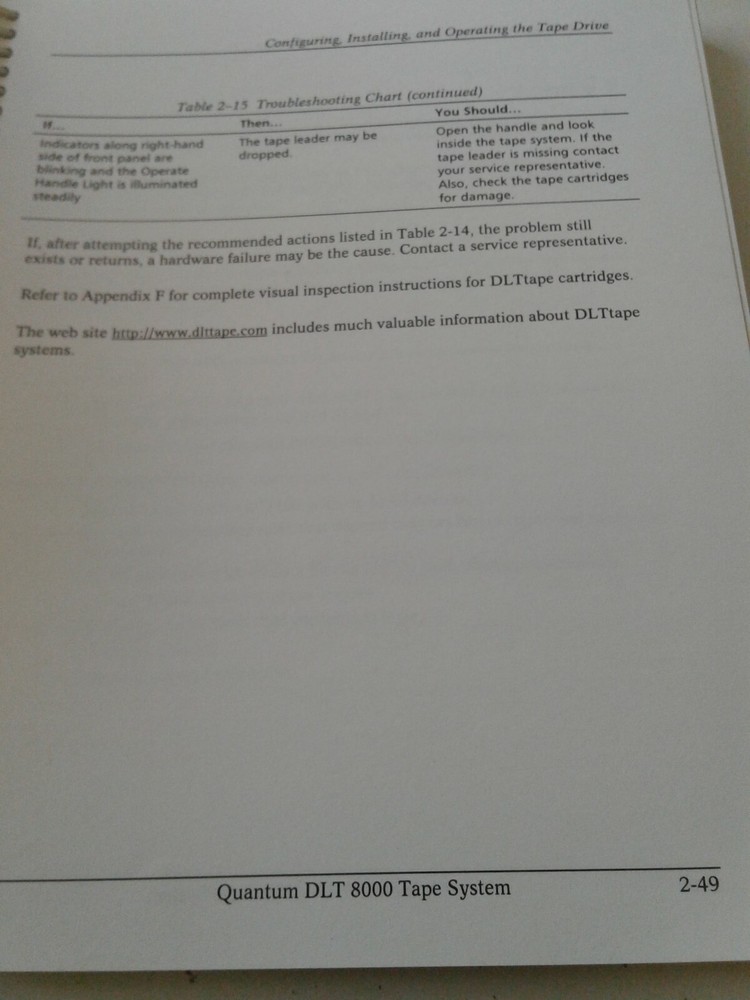 Computer Quantum DLT 8000 Tape System Product Manual 1999