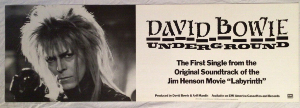 David Bowie 1986 Two-Sided Promo Poster Labyrinth Underground Jim Henson