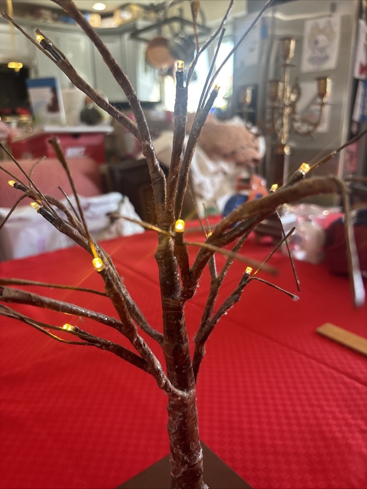 LED Lighted Brown Twig Tabletop Tree Battery Operated