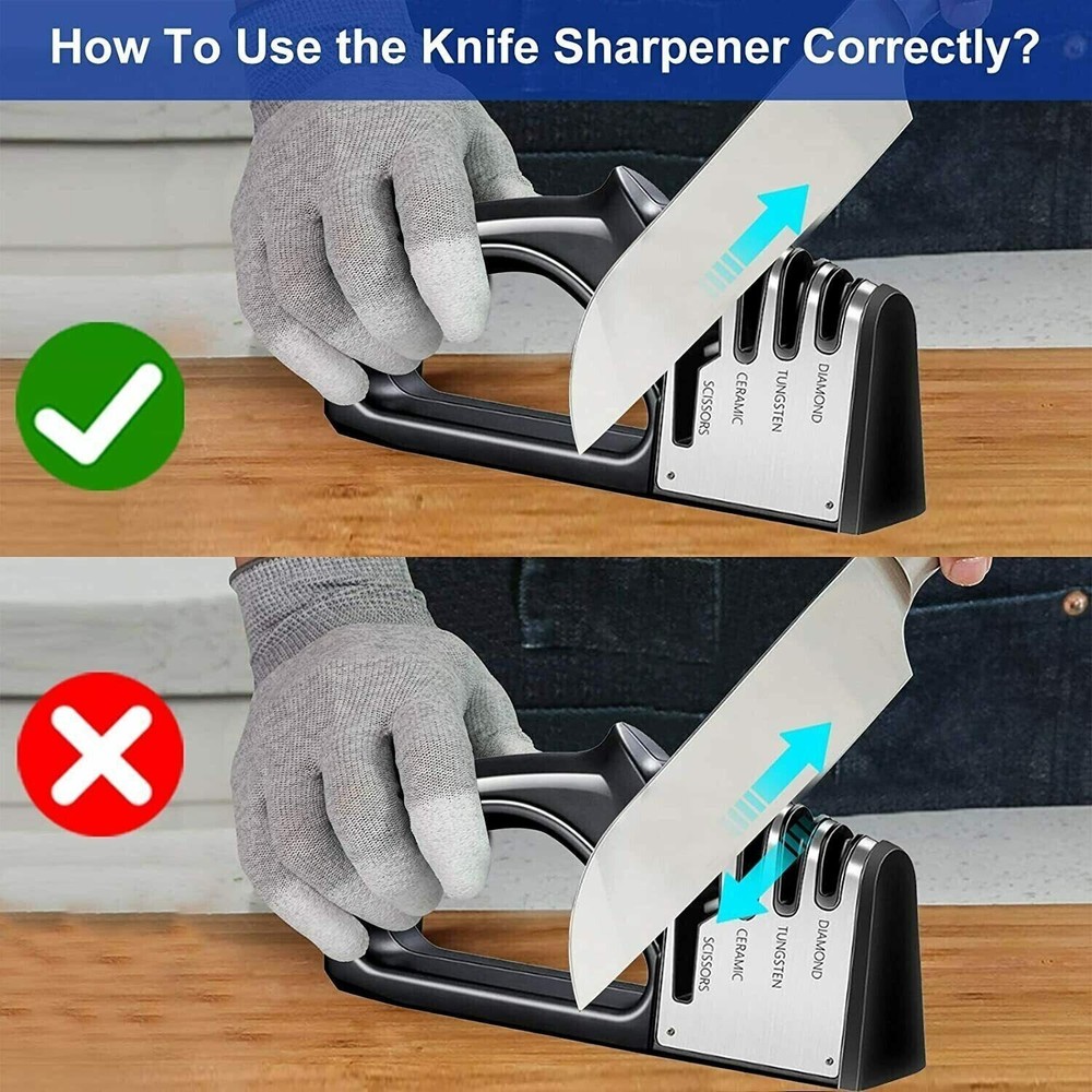 4 Way Knife Sharpener Professional Ceramic Tungsten Kitchen Sharpening System
