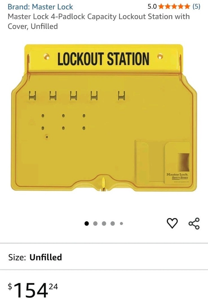 Master Lock 1482 Yellow Lockout Station - NO LOCKS