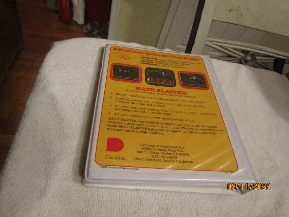 Davidson Apple II II+ 11e 1983 Math Blaster Computer Game with Both Discs Manual