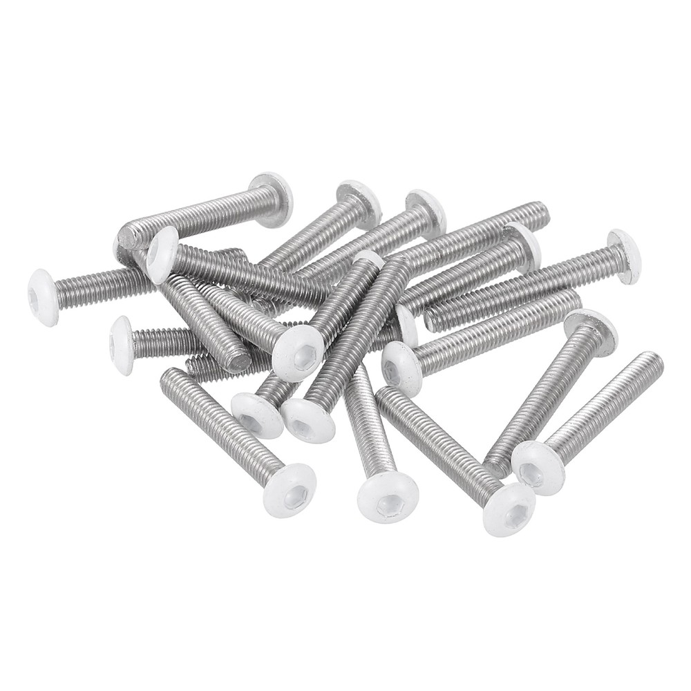 20 Pcs M3-0.5 x 20mm Button Head Socket Cap Screw Machine Screw, White