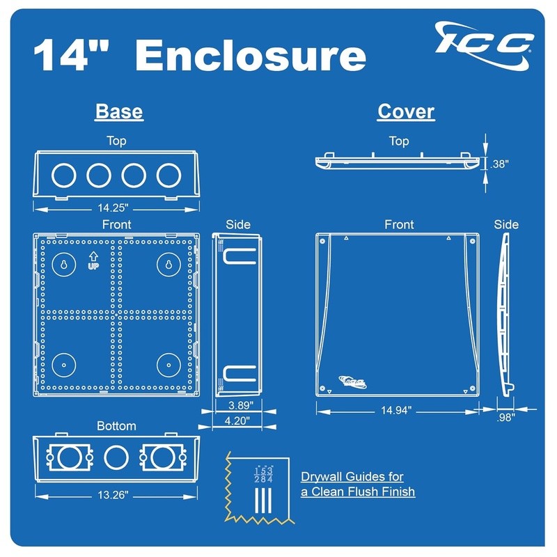 Durable ABS Wall Enclosure Vented Cover Cable Management Mounting Hardware New