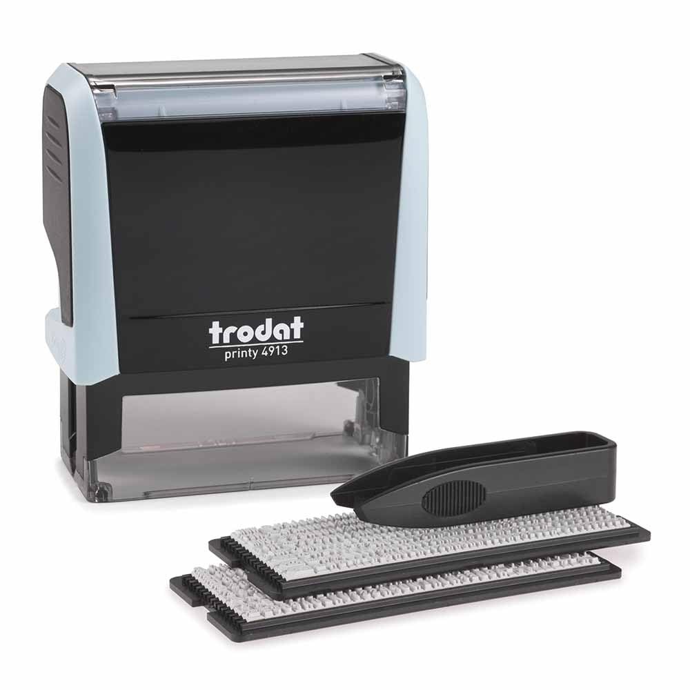 Self-Inking DIY 5 Line Stamp Black Ink Blue Personalized Custom Message