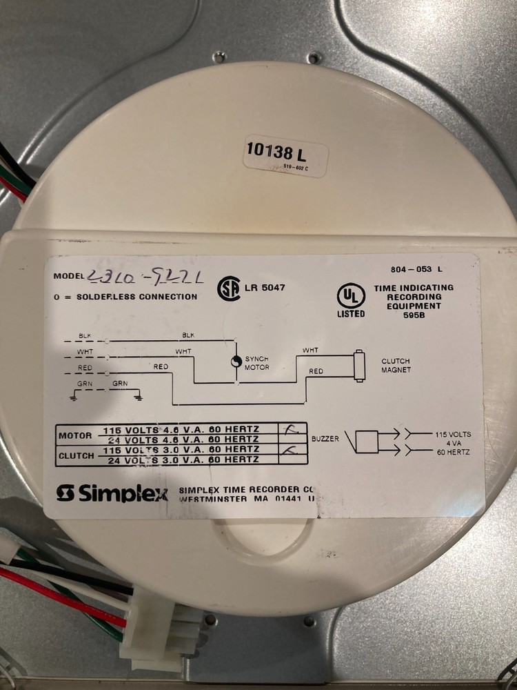 Simplex Model 2310-5271 Synchronized Clock