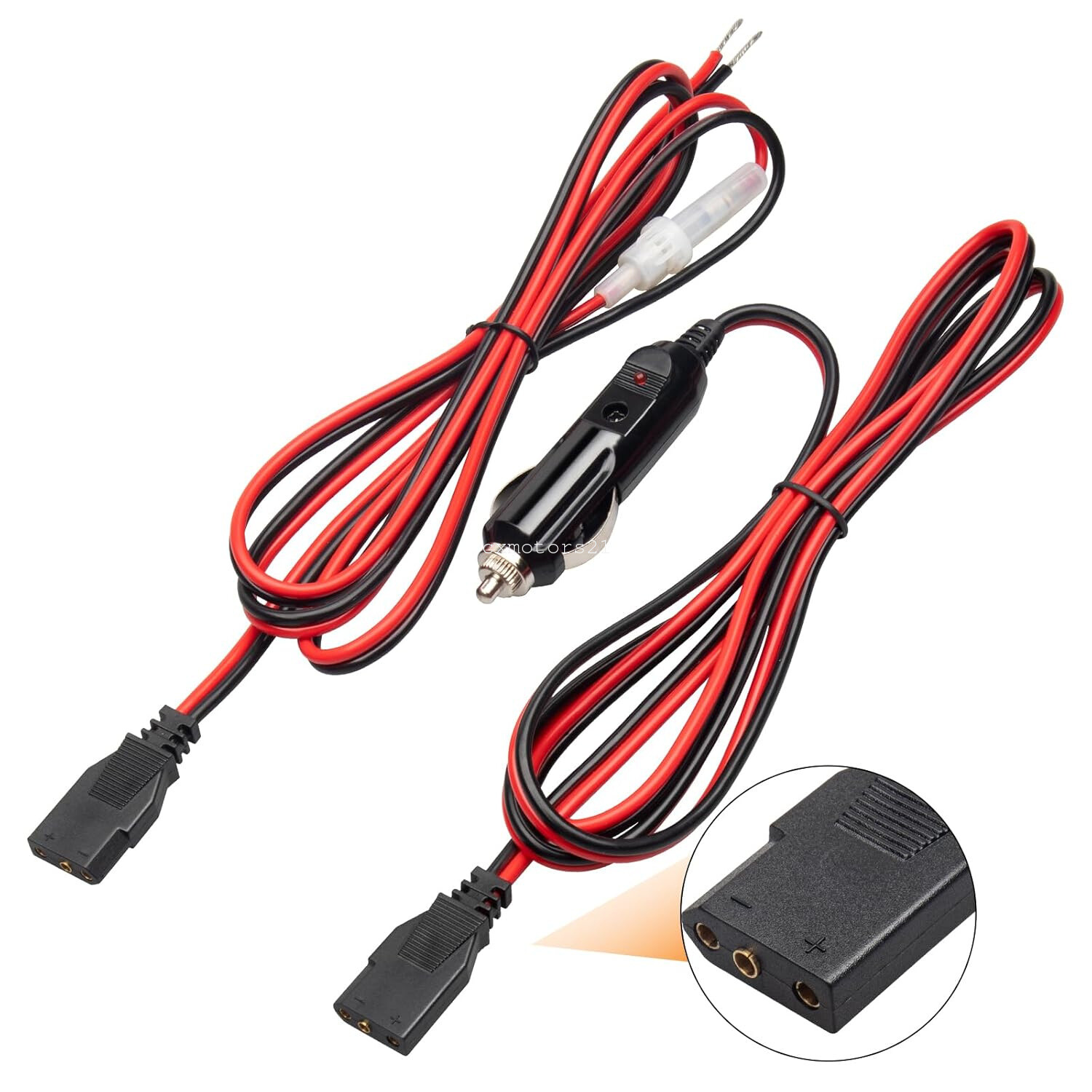 2x 3-Pin CB Radio Power Cord with Cigarette Lighter Socket Extension For Cobra