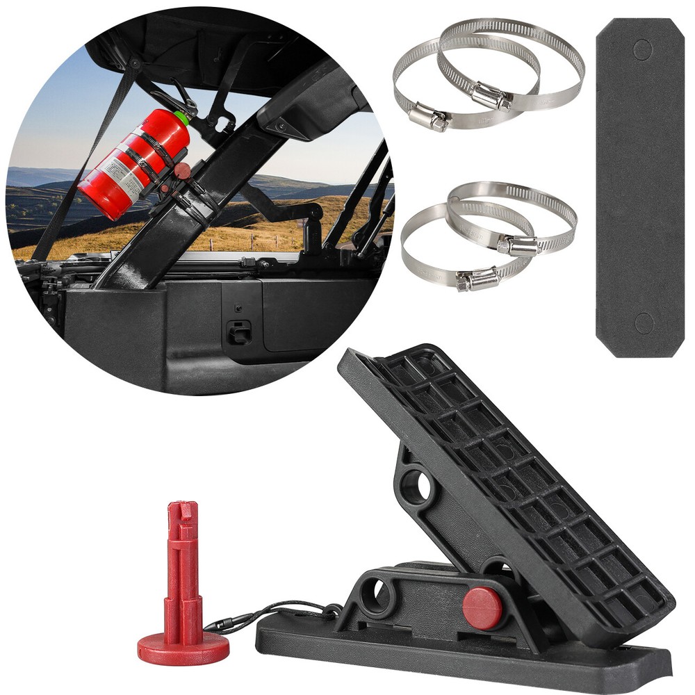 UTV Quick Release Roll Bar Fire Extinguisher Mount Holder with 4 Fixing Clips