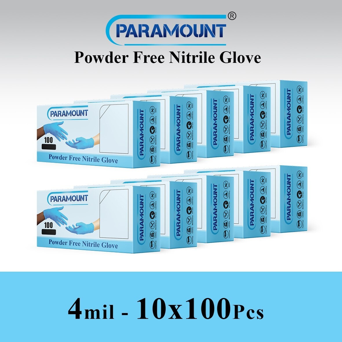 1000 PCS Blue Nitrile Disposable Exam/Medical Gloves 4 Mil, Latex & Powder Free