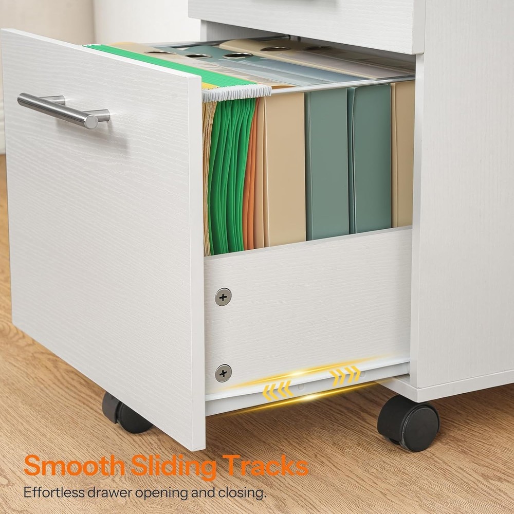 HOOBRO 3-Drawer File Cabinet, White