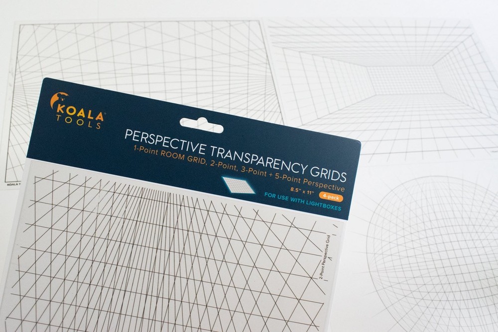 4-Pack 8.5x11 Perspective Grid Transparency Sheets for Sketching, Drawing