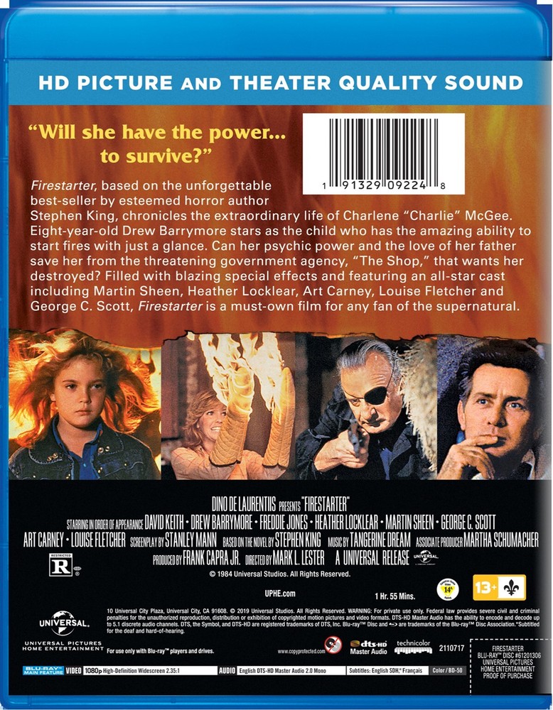 Firestarter Blu-ray Drew Barrymore NEW